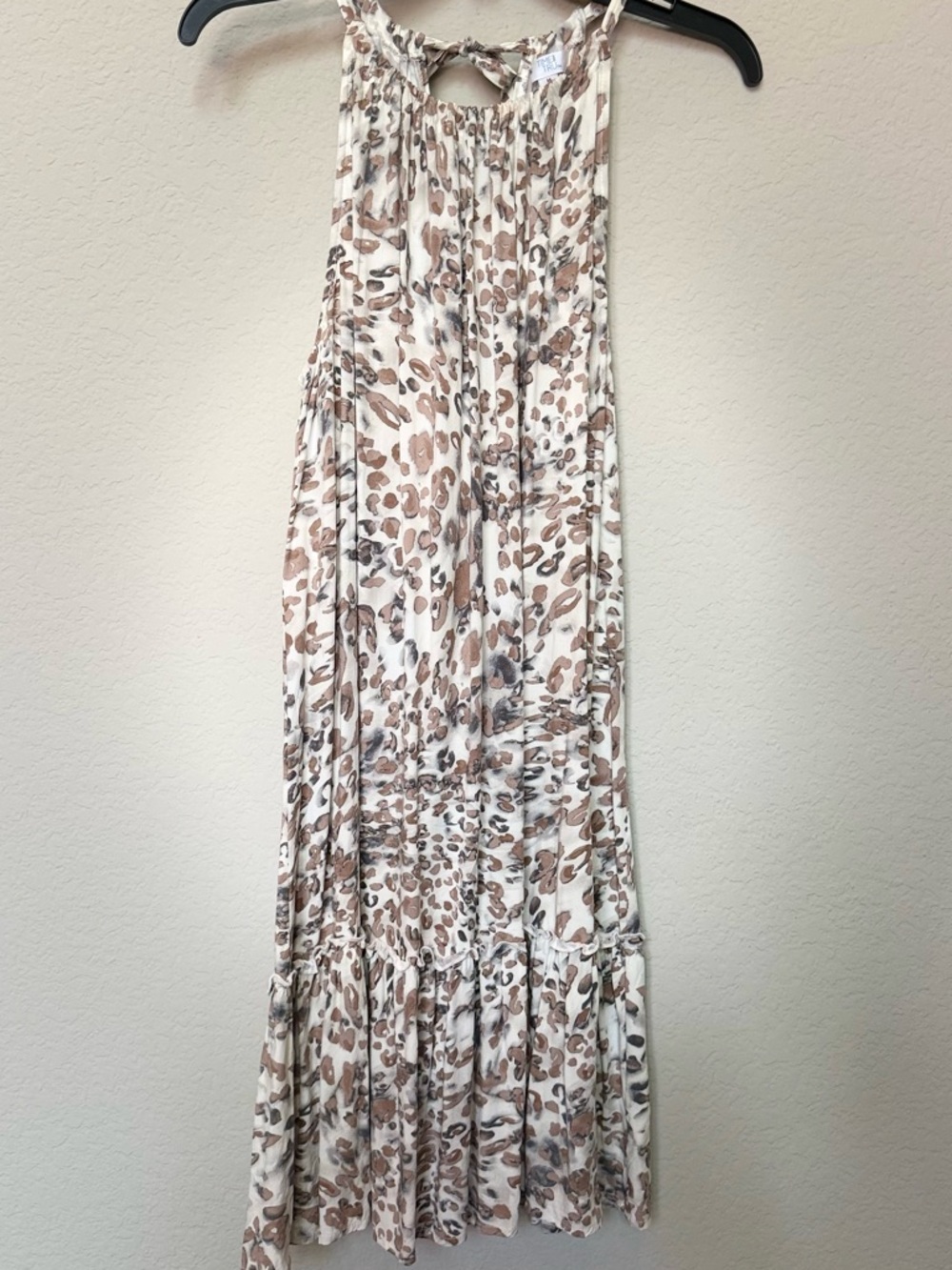 Time and Tru Cream and Brown Animal Print dress